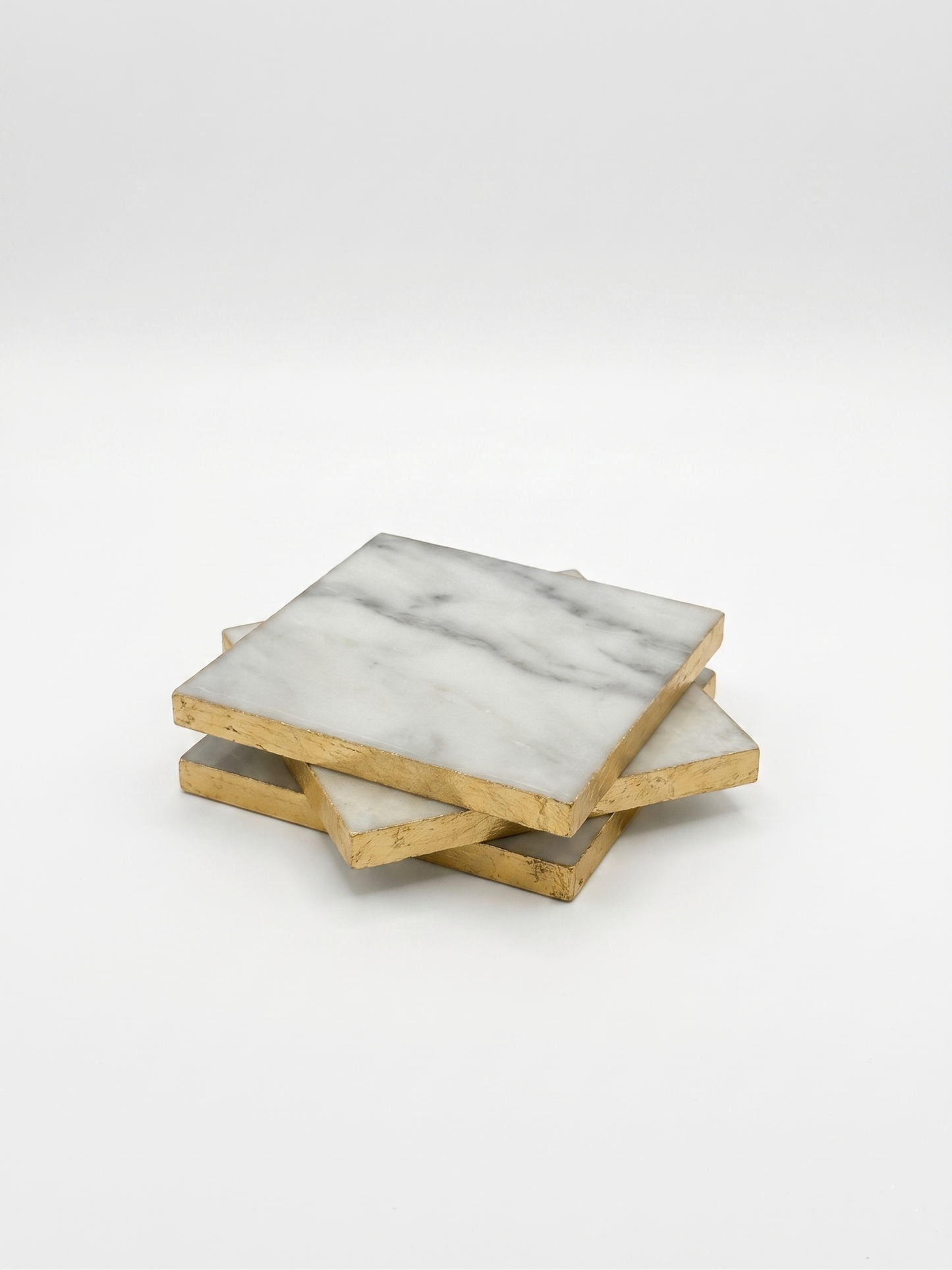 SQUARE COASTERS WITH GOLD RIM