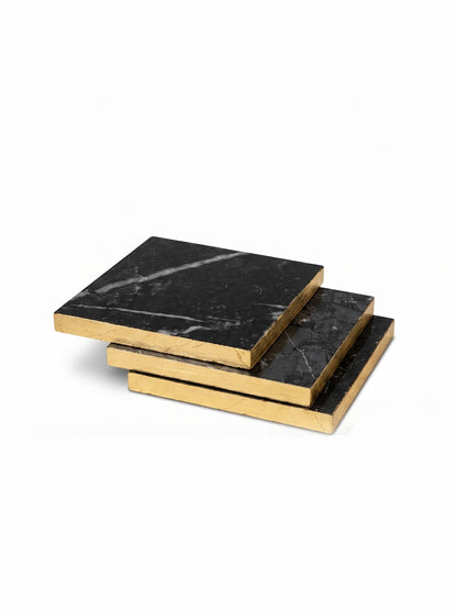 SQUARE COASTERS WITH GOLD RIM
