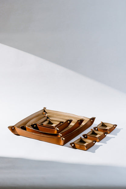 LEATHER TRAY SET OF 7